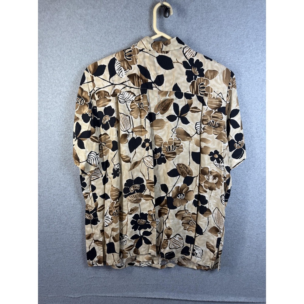 Alfred Dunner Shirt Womens 18W Beige Floral Button Up Short Sleeve Blouse Top - Picture 7 of 8